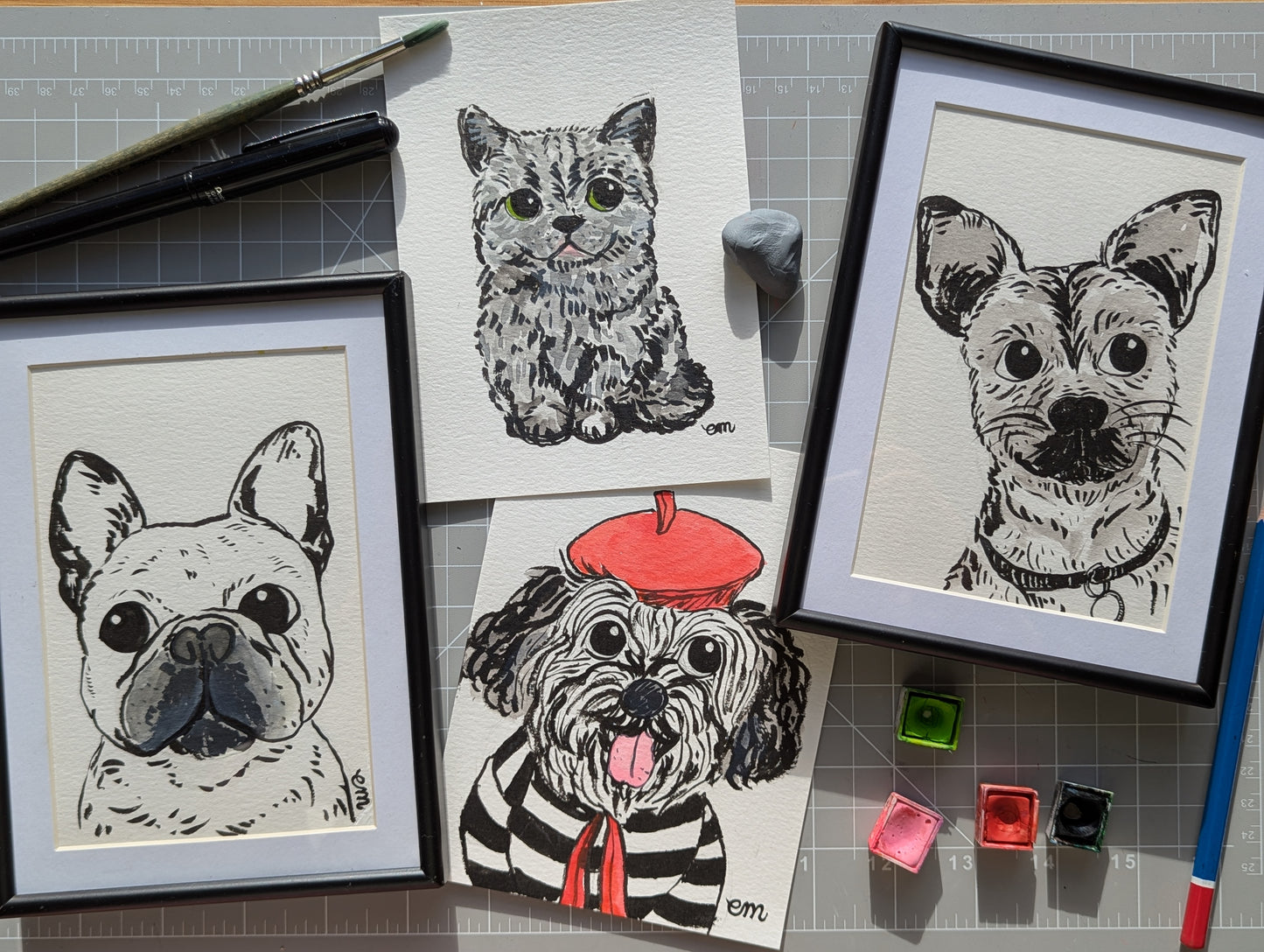 Monochromatic Custom Pet Portrait