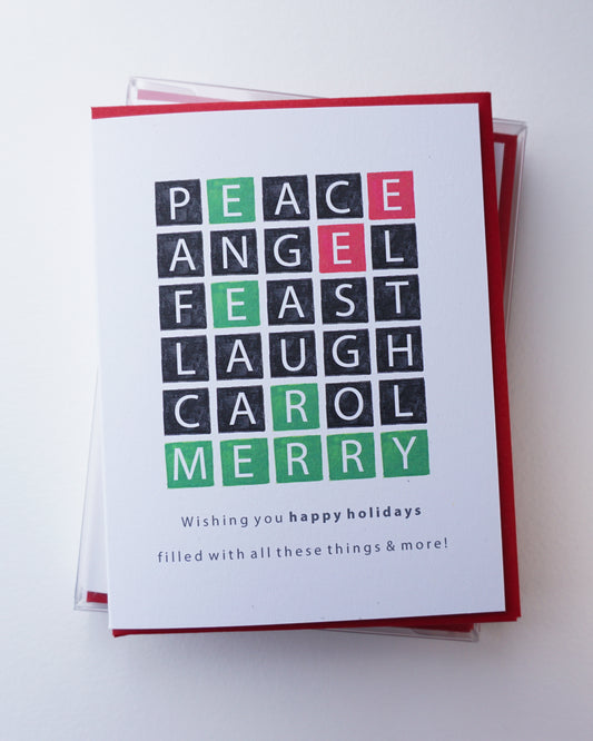 "Wordle All Day, Happy Holiday!" Greeting Card Set (5 cards)