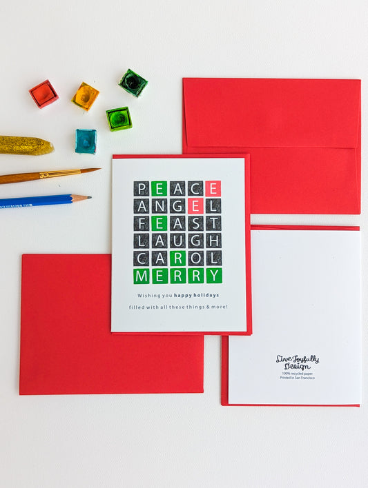 "Wordle All Day, Happy Holiday!" Greeting Card Set (5 cards)
