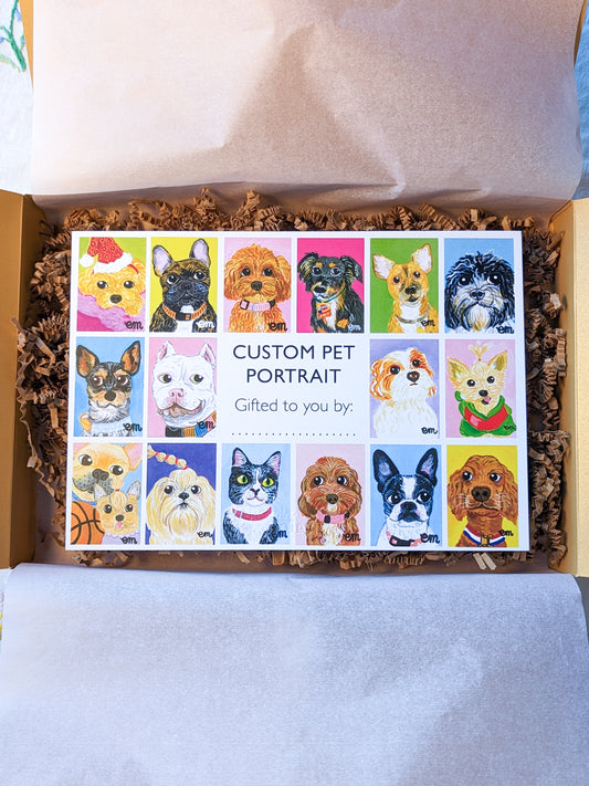 Whimsical Custom Pet Portrait Gift Certificate