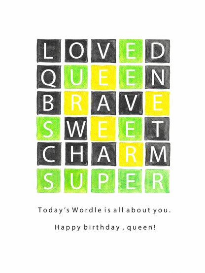 'Happy birthday to my Wordle queen' Greeting Card